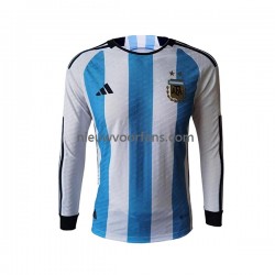Argentinië Heren Shirt met Bedrukking Thuis WK 2022 Lange Mouw