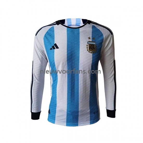 Argentinië Heren Shirt met Bedrukking Thuis WK 2022 Lange Mouw