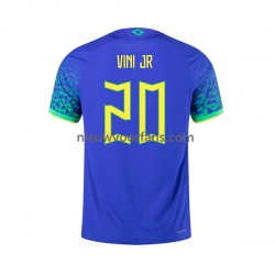 Brazilië Heren Shirt met Bedrukking Vinicius Junior 20 Uit WK 2022 Korte Mouw