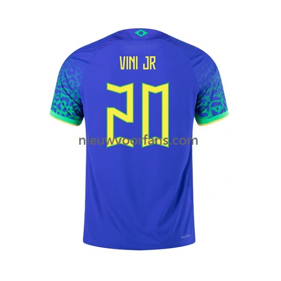 Brazilië Heren Shirt met Bedrukking Vinicius Junior 20 Uit WK 2022 Korte Mouw