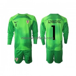 Kroatië Kind Shirt met Bedrukking Doelman Livakovic 1 Uit WK 2022 Lange Mouw