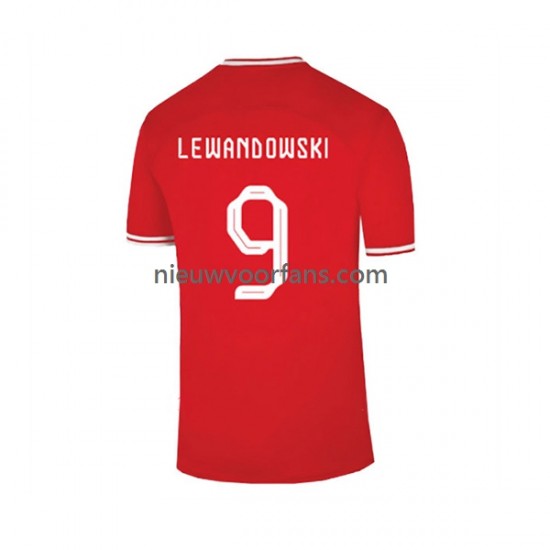 Polen Heren Shirt met Bedrukking Lewandowski 9 Uit WK 2022 Korte Mouw