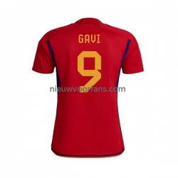 Spanje Heren Shirt met Bedrukking Gavi 9 Thuis WK 2022 Korte Mouw