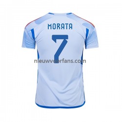 Spanje Heren Shirt met Bedrukking MORATA 7 Uit WK 2022 Korte Mouw