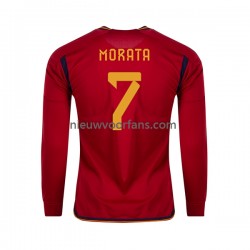 Spanje Heren Shirt met Bedrukking MORATA 7 Thuis WK 2022 Lange Mouw