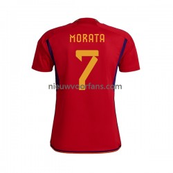 Spanje Heren Shirt met Bedrukking MORATA 7 Thuis WK 2022 Korte Mouw