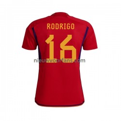 Spanje Heren Shirt met Bedrukking RODRIGO 16 Thuis WK 2022 Korte Mouw
