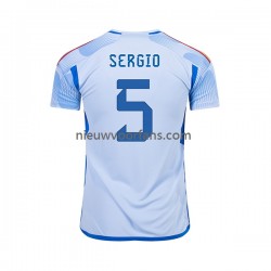 Spanje Heren Shirt met Bedrukking SERGIO BUSQUETS 5 Uit WK 2022 Korte Mouw