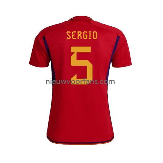 Spanje Heren Shirt met Bedrukking SERGIO BUSQUETS 5 Thuis WK 2022 Korte Mouw