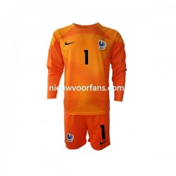 Frankrijk Kind Shirt met Bedrukking Doelman Hugo Lloris 1 Uit WK 2022 Lange Mouw
