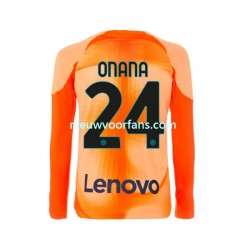 Inter Milan Heren Shirt met Bedrukking Doelman Andre Onana 24 Vierde 2022-2023 Lange Mouw