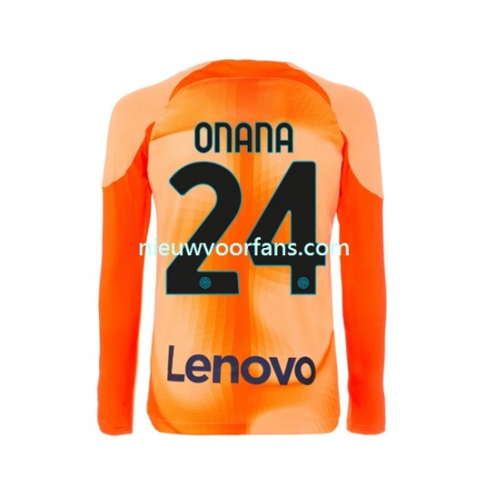 Inter Milan Heren Shirt met Bedrukking Doelman Andre Onana 24 Vierde 2022-2023 Lange Mouw