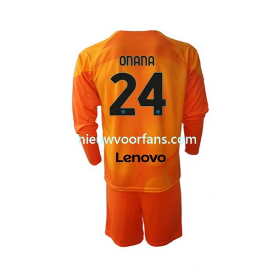 Inter Milan Kind Shirt met Bedrukking Doelman Andre Onana 24 Vierde 2022-2023 Lange Mouw