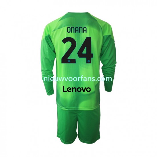 Inter Milan Kind Shirt met Bedrukking Doelman Andre Onana 24 Derde 2022-2023 Lange Mouw