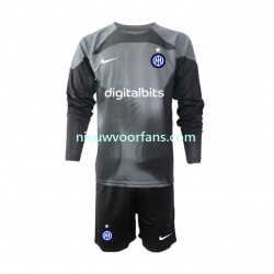 Inter Milan Kind Shirt met Bedrukking Doelman Thuis 2022-2023 Lange Mouw