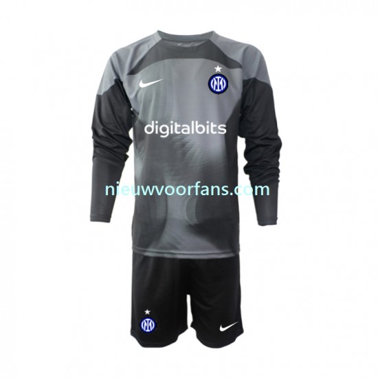 Inter Milan Kind Shirt met Bedrukking Doelman Thuis 2022-2023 Lange Mouw