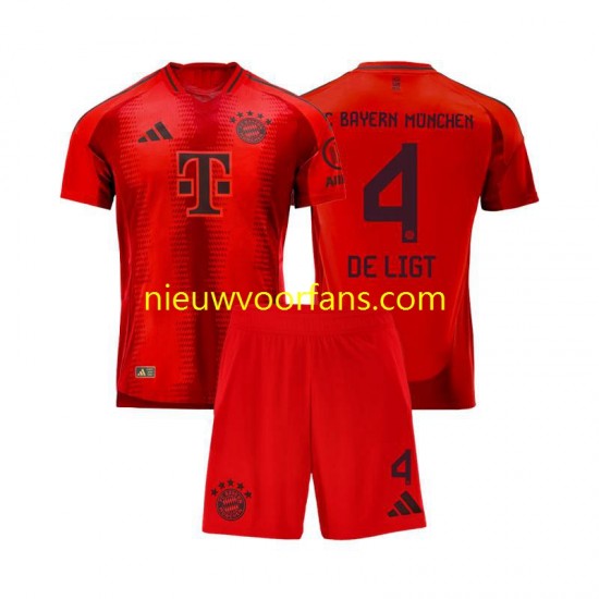 FC Bayern München Kind Shirt met Bedrukking Matthijs de Ligt 4 Thuis 2024-2025 Korte Mouw
