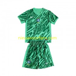 Brazilië Kind Shirt met Bedrukking Doelman Derde 2024 Korte Mouw