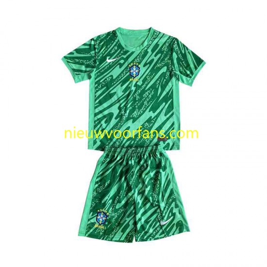 Brazilië Kind Shirt met Bedrukking Doelman Derde 2024 Korte Mouw