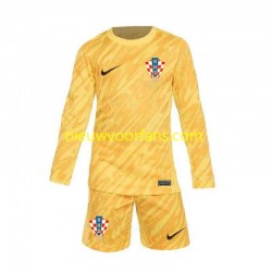 Kroatië Kind Shirt met Bedrukking Doelman Thuis Euro 2024 Lange Mouw