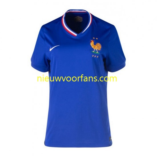 Frankrijk Dames Shirt met Bedrukking Thuis Euro 2024 Korte Mouw
