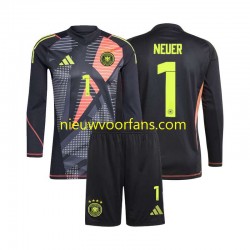 Duitsland Kind Shirt met Bedrukking Doelman Manuel Neuer 1 Thuis Euro 2024 Lange Mouw