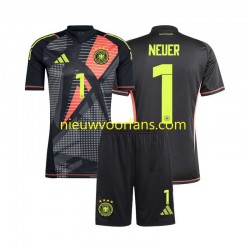Duitsland Kind Shirt met Bedrukking Doelman Manuel Neuer 1 Thuis Euro 2024 Korte Mouw