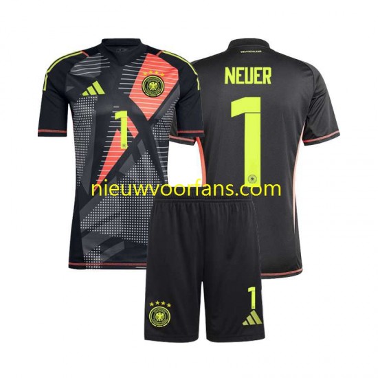 Duitsland Kind Shirt met Bedrukking Doelman Manuel Neuer 1 Thuis Euro 2024 Korte Mouw