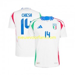 Italië Heren Shirt met Bedrukking Chiesa 14 Uit Euro 2024 Korte Mouw