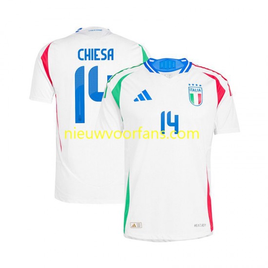 Italië Heren Shirt met Bedrukking Chiesa 14 Uit Euro 2024 Korte Mouw