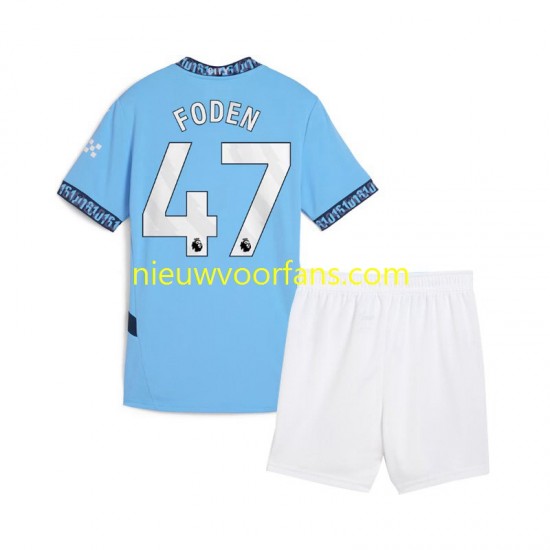 Manchester City Kind Shirt met Bedrukking Phil Foden 47 Thuis 2024-2025 Korte Mouw
