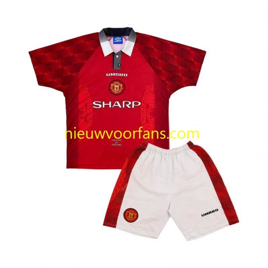 Manchester United Kind Shirt met Bedrukking 1996 Retro Thuis Korte Mouw